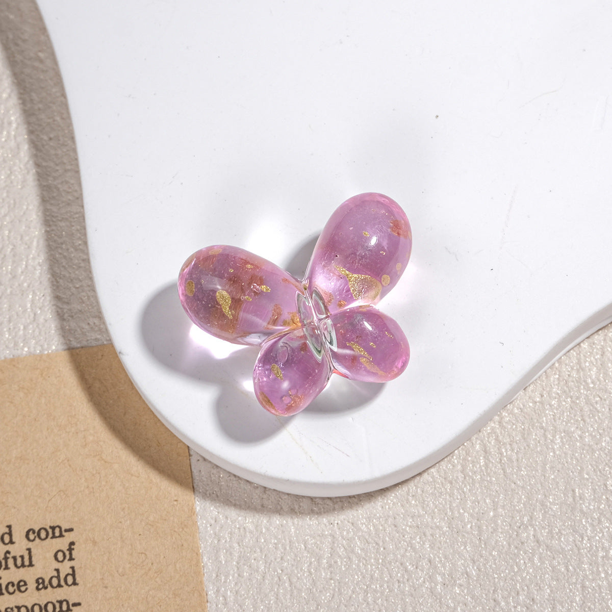 Clear Butterfly Acrylic Beads 27mm Gilded Flecks Pastel 20pcs 9