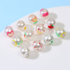 Hand Painted Acrylic Beads 12mm Enamel Cartoon Motifs 10pcs 5