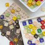 Lampwork Glass Beads Square 17mm Gilded Fireworks Pattern 10pcs 3