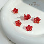 Lampwork Glass Beads Lily Flower 8mm 13mm Gilded Details 8pcs 10
