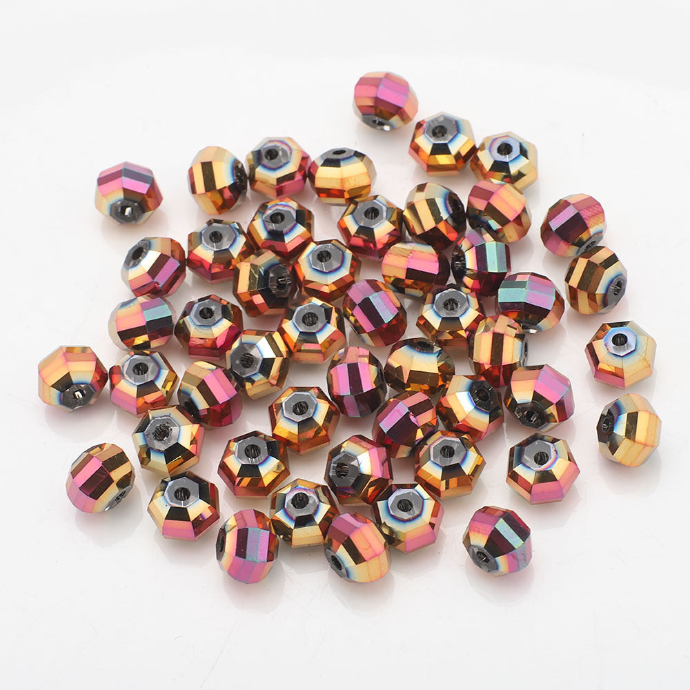 Faceted Glass Beads 8mm Watermelon Electroplated Iridescent 30pcs 23
