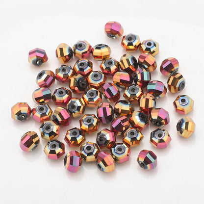 Faceted Glass Beads 8mm Watermelon Electroplated Iridescent 30pcs 23