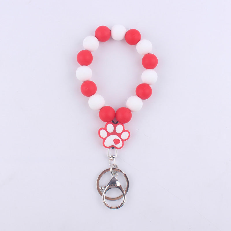 Silicone Dog Claw Bead Wristlet Keychain Pet Lover Charm 10
