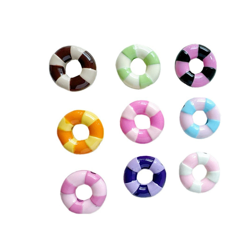 Swimming Ring Metal Beads 14mm Two-Tone Enamel Painted 10pcs 5