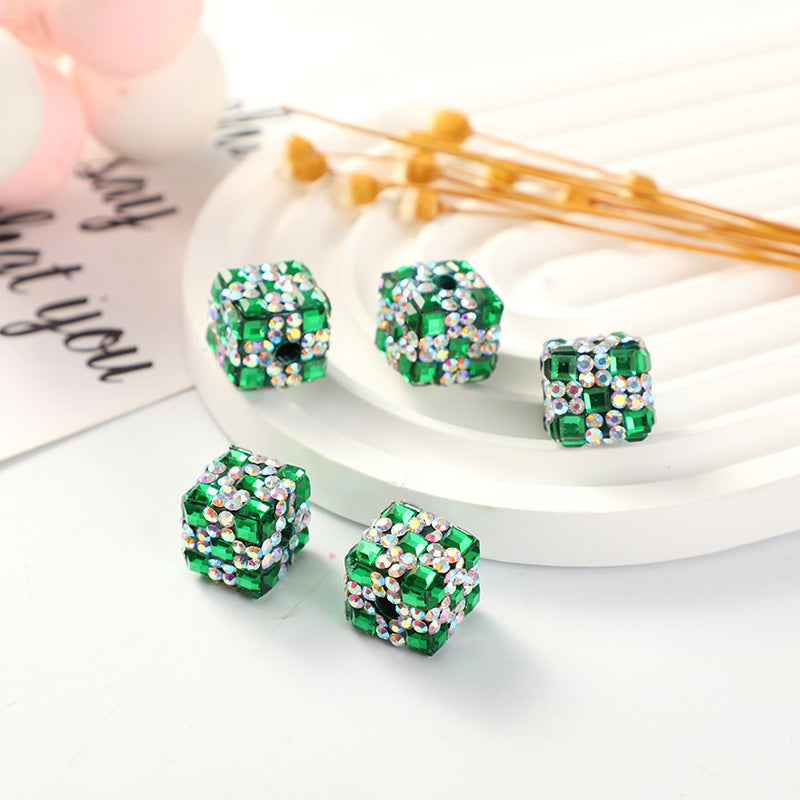 Polymer Clay Cube Rhinestone Beads 16mm Christmas Gift 30pcs 10