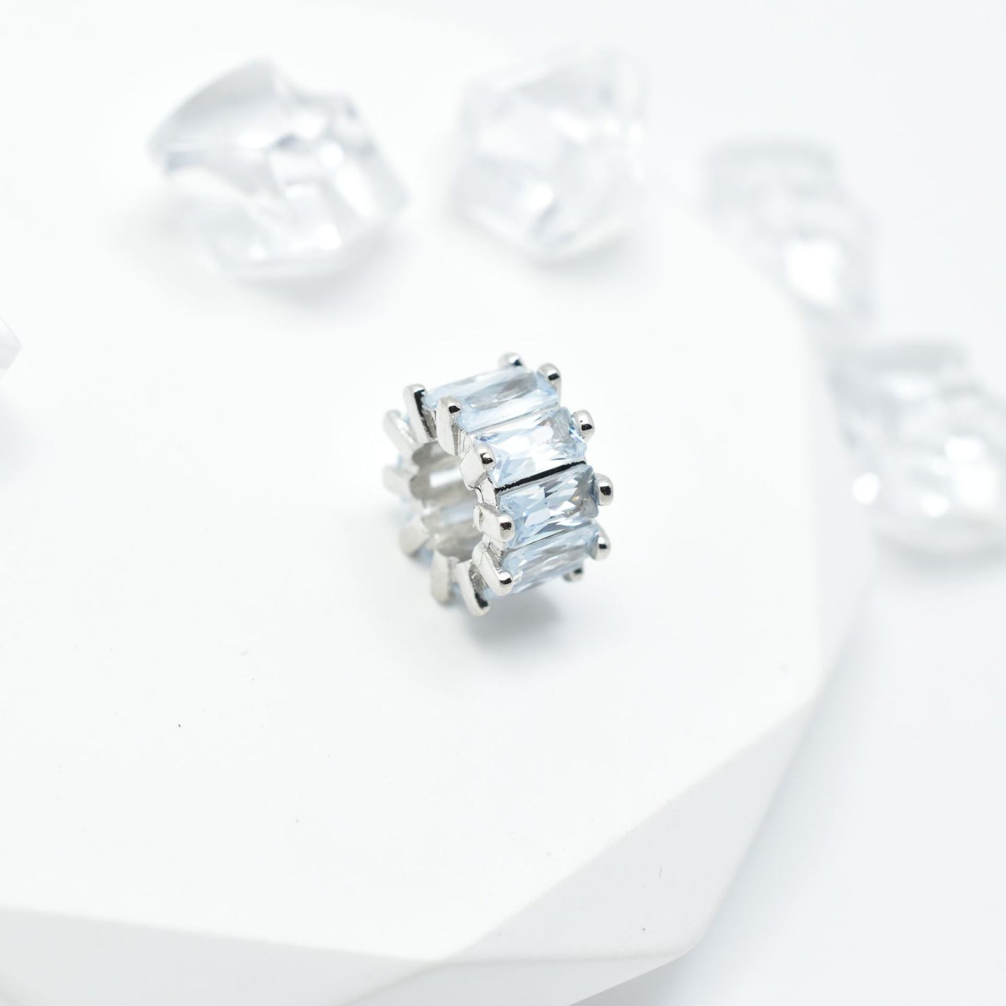 Brass Cubic Zirconia Spacer Beads 9/11mm Crystal-Studded 10pcs 3