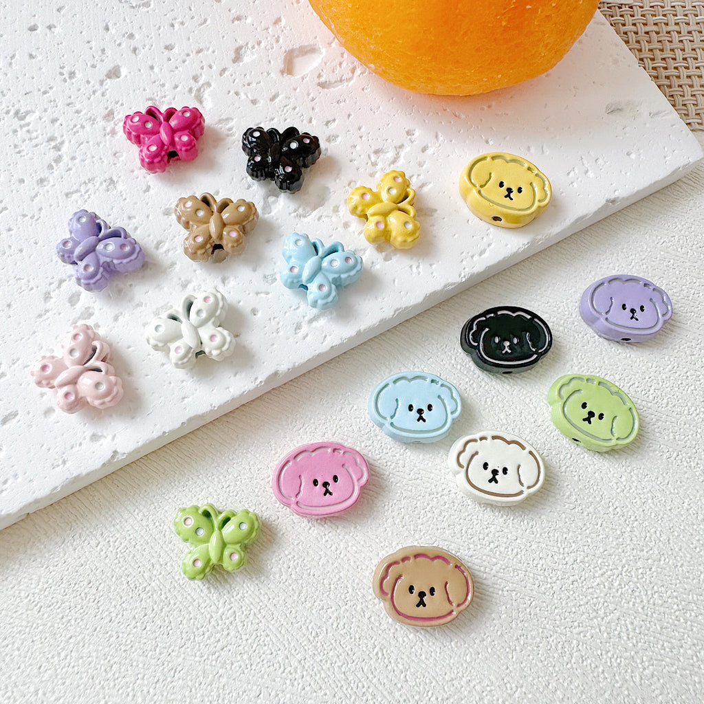 Puppy Butterfly Metal Beads 14mm 12mm Glossy Baked Finish 10pcs 2