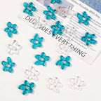 Lampwork Glass Beads Irregular Five Petal Flower Transparent 19mm 3pcs