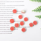 Flat Clay Beads 9mm Red Lollipop Pattern Polymer 100pcs 4