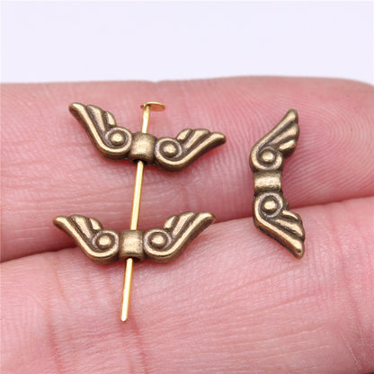 Angel Wing Metal Beads 16mm Vintage Detailed Feather Texture 80pcs 6