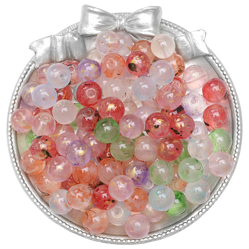 Ice Permeable Ink Dyeing Round Glass Beads 10mm Translucent Colors 30pcs 16