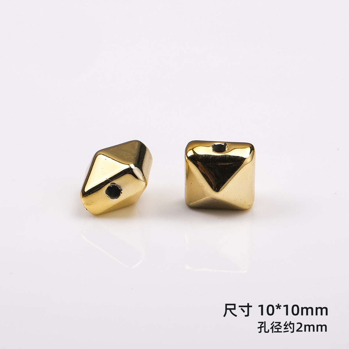 Irregular Square Acrylic Beads 10mm Imitation Metal 50pcs 7