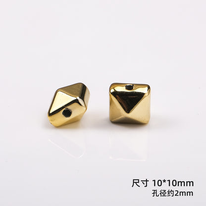 Irregular Square Acrylic Beads 10mm Imitation Metal 50pcs 7