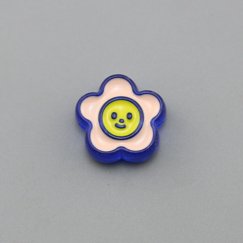 Transparent Bear Flower Acrylic Beads Playful Pastel Enamel 20pcs 16