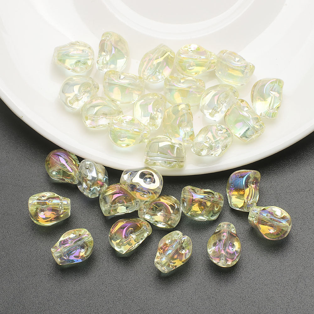 Electroplated Skull Glass Beads 8X10mm Vintage Iridescent Chrome 30pcs 16
