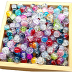 Crackle Glass Beads Round 10mm Transparent Mixed Colors 50pcs 81
