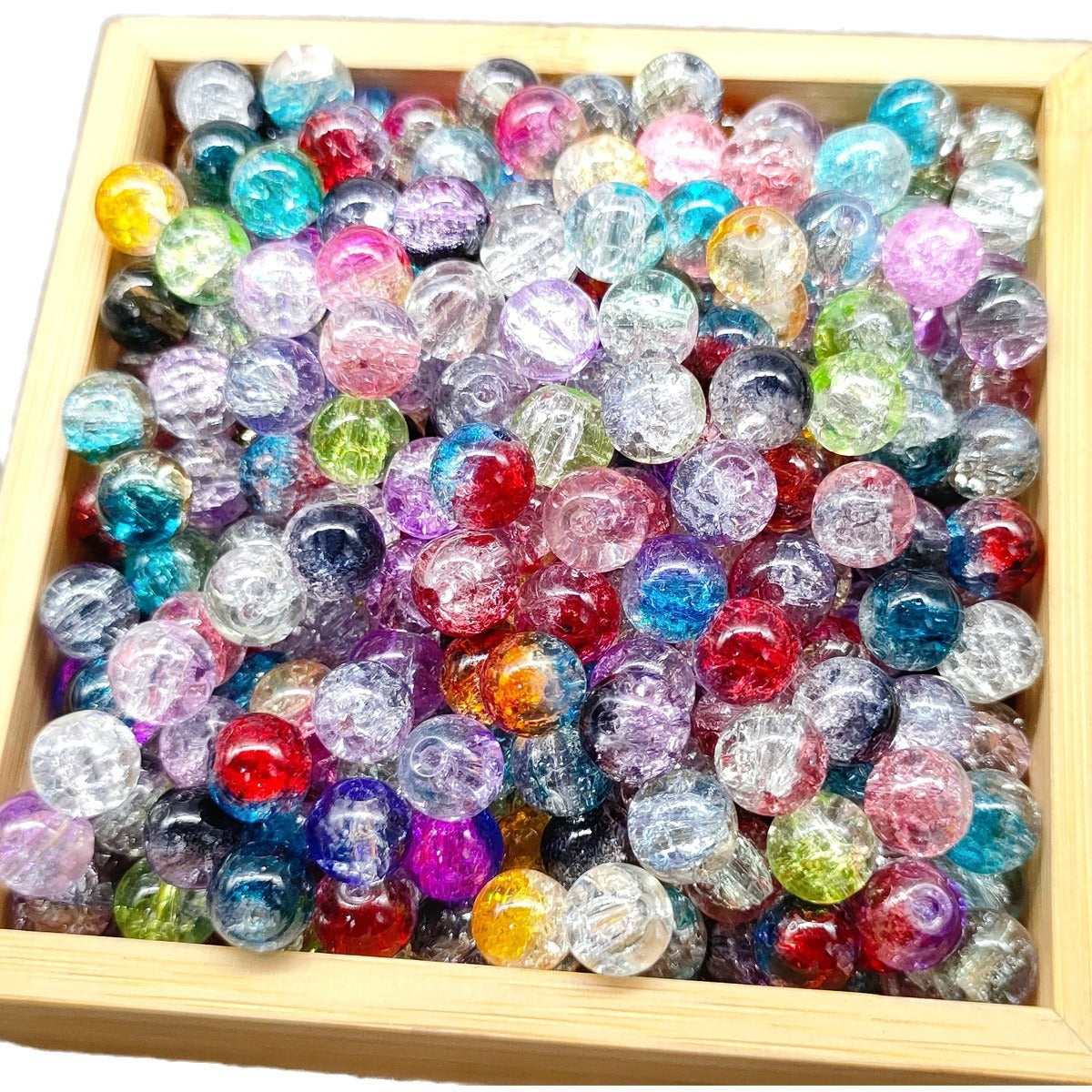 Crackle Glass Beads Round 10mm Transparent Mixed Colors 50pcs 81