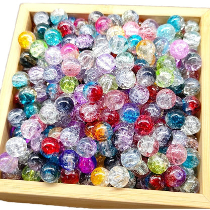 Crackle Glass Beads Round 10mm Transparent Mixed Colors 50pcs 81