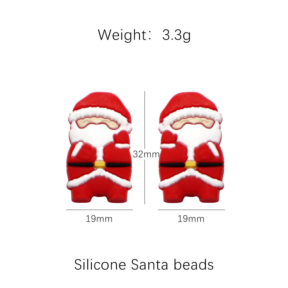 Silicone Focal Beads Christmas Santa Claus Snowman Reindeer 20pcs 8