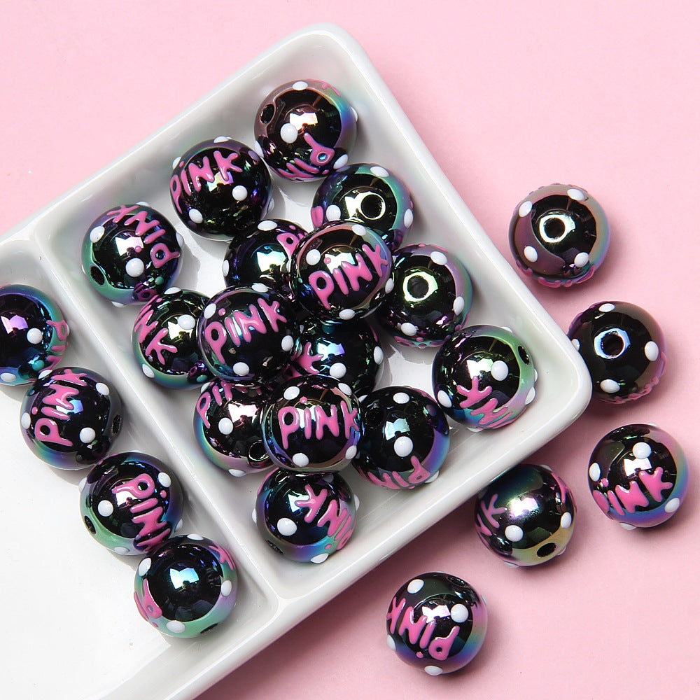 Hand Painted Bear Acrylic Beads 16mm Glossy Single Piece 8