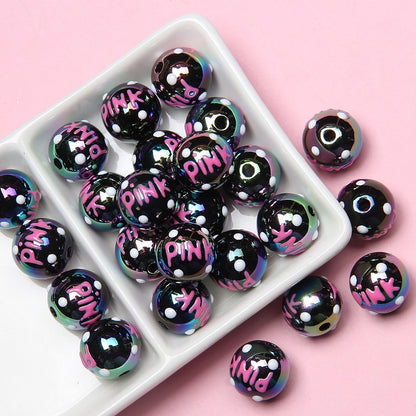 Hand Painted Bear Acrylic Beads 16mm Glossy Single Piece 8