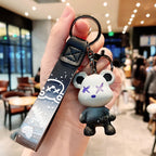 Colorful Resin Bear Couple Keychain Vibrant Gradient Hues 4