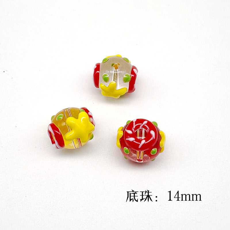 Hand Painted Christmas Enamel Glass Beads 12mm 14mm 1pc 39