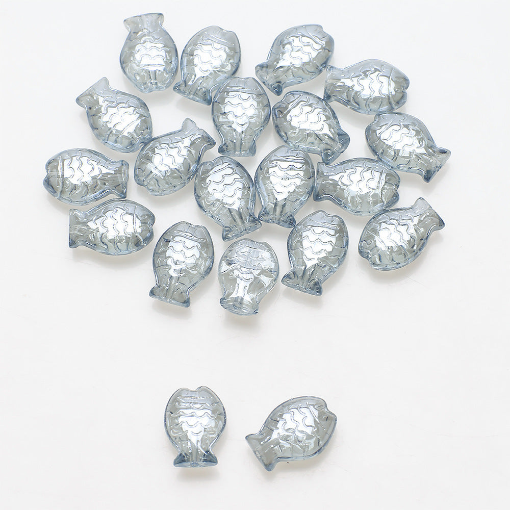Electroplated Fish Glass Beads 10x14mm Japanese Style Perforated 30pcs 9