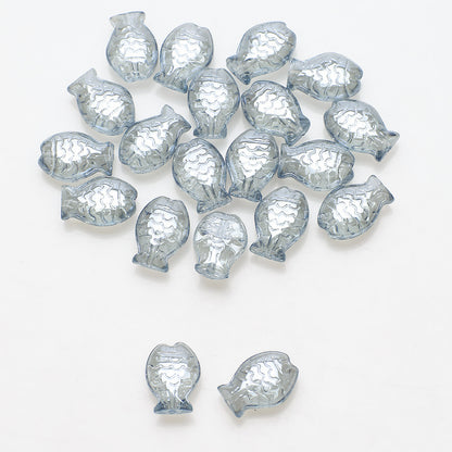 Electroplated Fish Glass Beads 10x14mm Japanese Style Perforated 30pcs 9