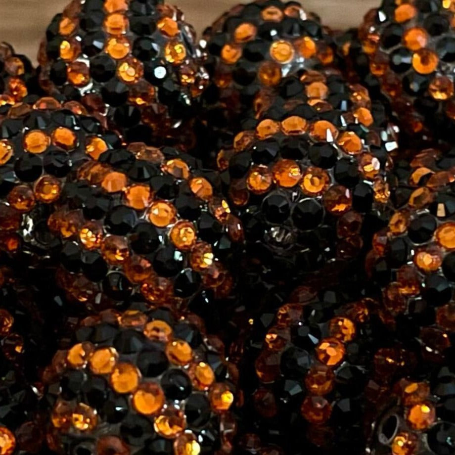 Rhinestone Bubblegum Beads 16-22mm Halloween Orange Black Striped 5pcs 2