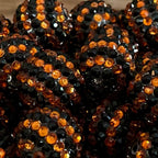Rhinestone Bubblegum Beads 16-22mm Halloween Orange Black Striped 5pcs 2