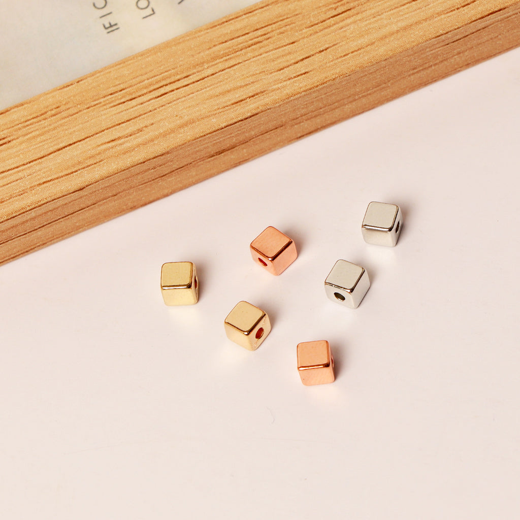 CCB Square Acrylic Beads 4mm Polished Metallic Finish 200pcs 2