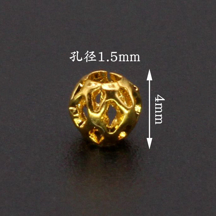 Brass Round Metal Beads 4-6mm Vintage Hollow Filigree 100pcs 5