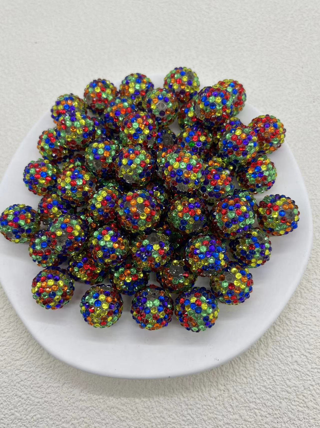 Rhinestone Bubblegum Beads 20mm Color-Mixing Resin Sparkle 50pcs 9