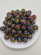 Rhinestone Bubblegum Beads 20mm Color-Mixing Resin Sparkle 50pcs 9
