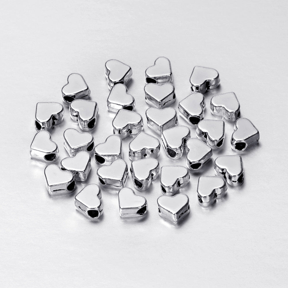 Smooth Flat Heart Acrylic Beads 7mm Shimmering Metallic 200pcs 3