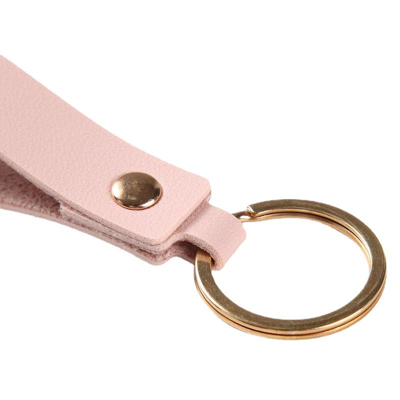 Leather Wristlet Keychain Minimalist Soft Hues Blush Navy 5