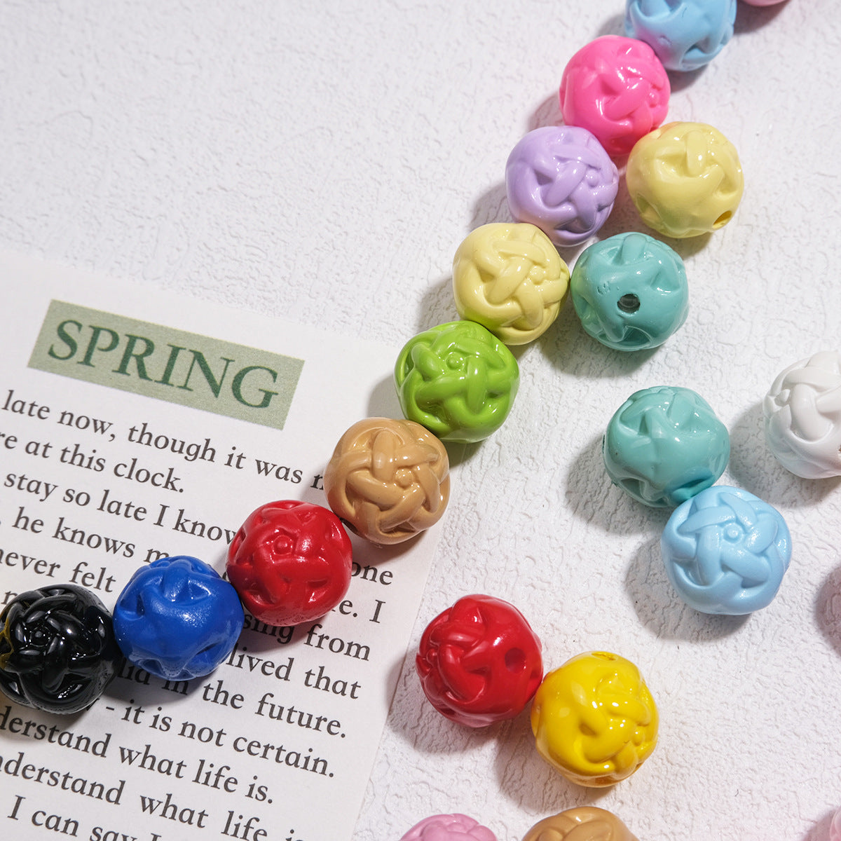 Painted Round Acrylic Beads 11mm Baked Glossy 50pcs 3