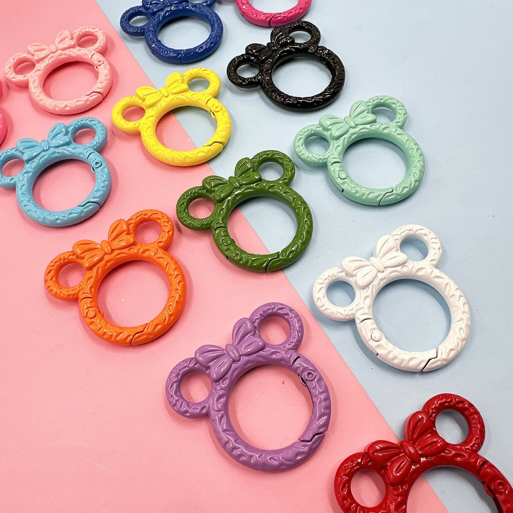 Zinc Alloy Mickey Head Spring Keyrings 28mm Colorful Painted 10pcs