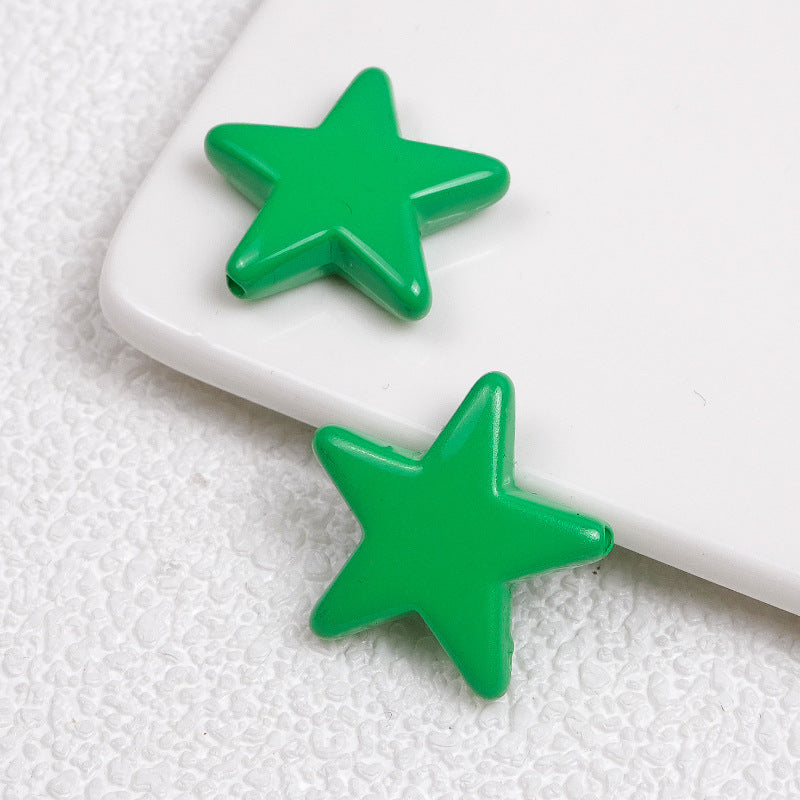 Painted Star Acrylic Beads 21mm Bright Colored Baking Finish 100pcs 6