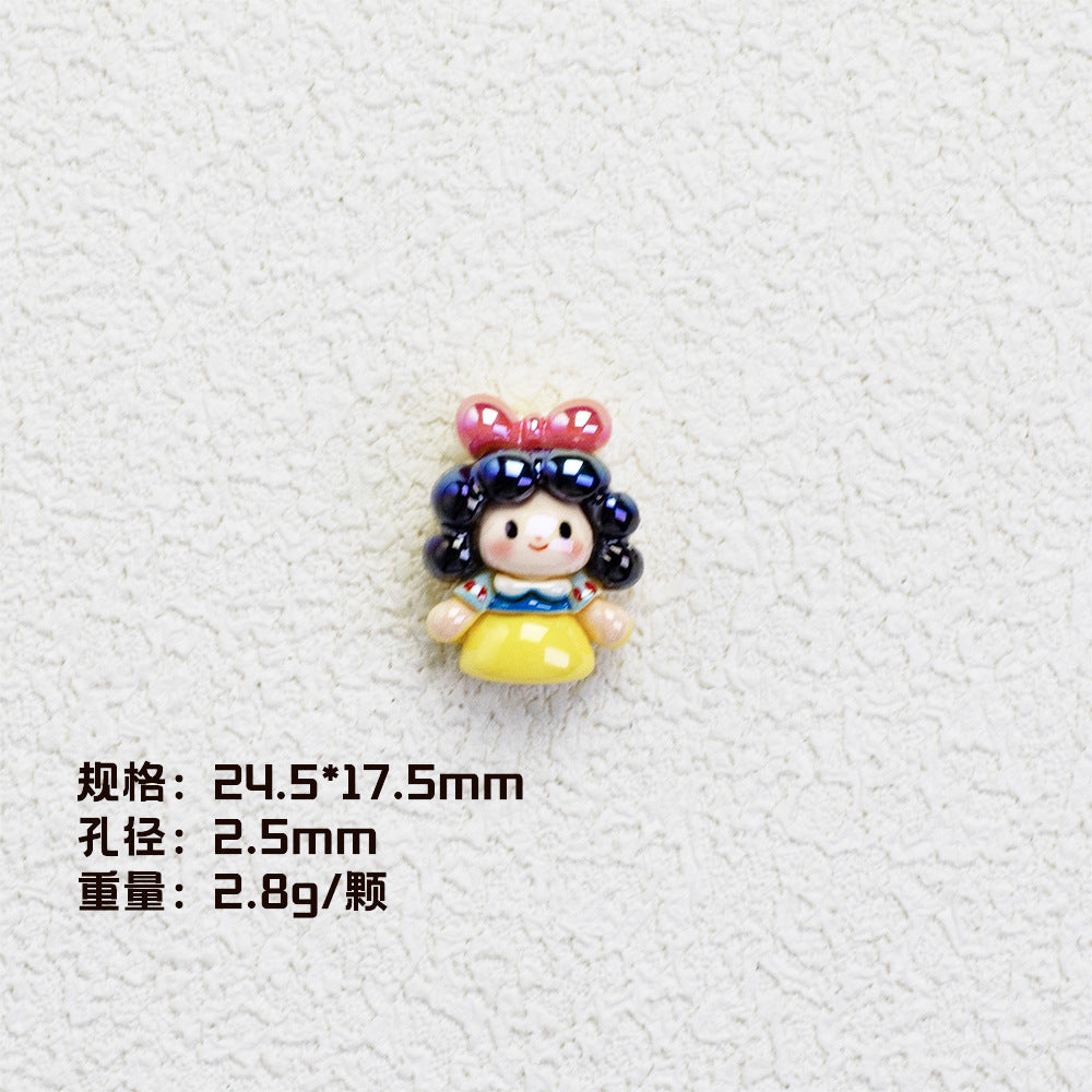 Disney Princess Series Vertical Hole Resin Beads Chibi Style 20pcs 6
