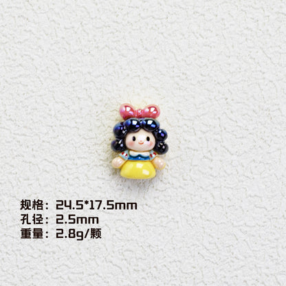 Disney Princess Series Vertical Hole Resin Beads Chibi Style 20pcs 6