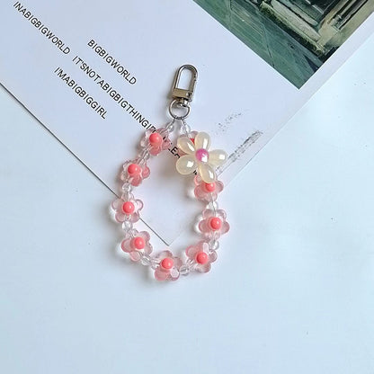 Acrylic Flower Beaded Keychain Pastel Translucent Floral Charm 16