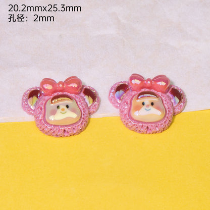 Plating Cute Duoduo Girl Series Resin Beads Glossy Animal Faces 10pcs 7