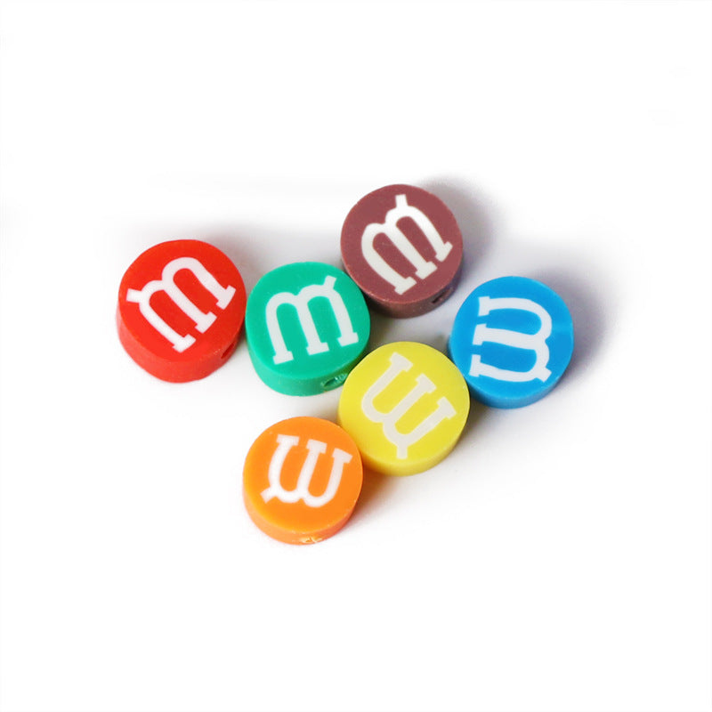 Flat Clay Beads 9mm M&M's Candy Inspired Mixed Colors 100pcs 5