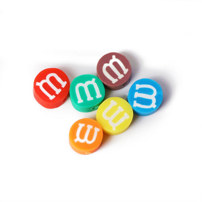 Flat Clay Beads 9mm M&M's Candy Inspired Mixed Colors 100pcs 5