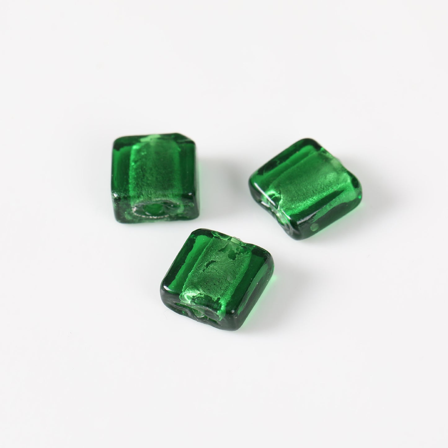 Vintage Transparent Lampwork Square Glass Beads 12mm 20pcs 16