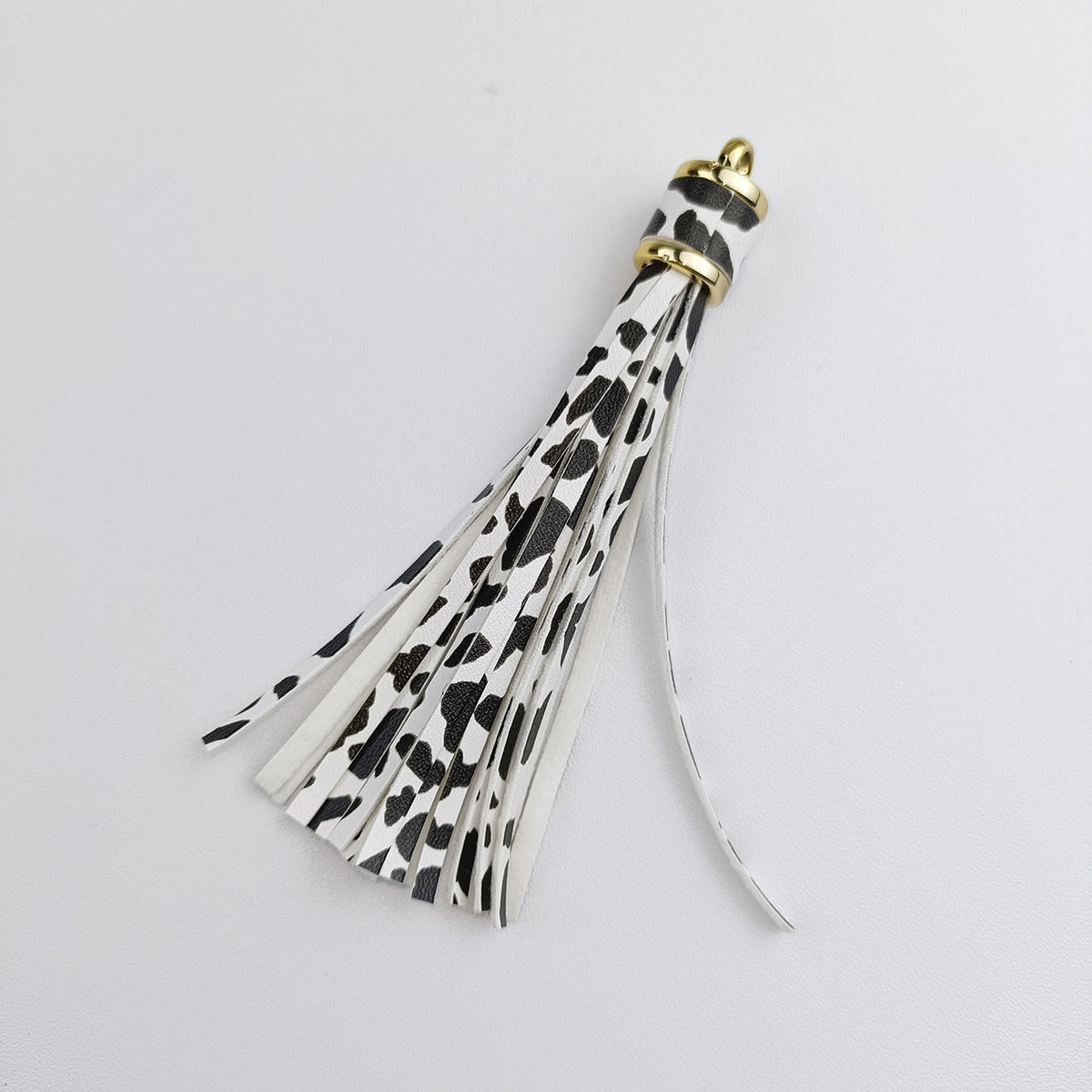 Multi Patterned PU Leather Tassel Keychain Charms 10cm 6pcs 7