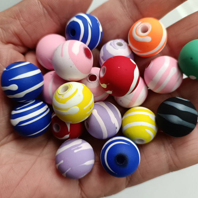 Rubberized Texture Swirl Pattern Acrylic Beads 16mm Mixed Colors 100pcs 3