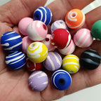 Rubberized Texture Swirl Pattern Acrylic Beads 16mm Mixed Colors 100pcs 3